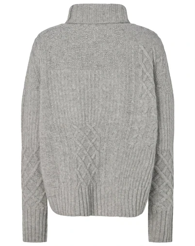 Rabens Saloner - Anli Patchwork Knit Sweater - Light Grey Melange